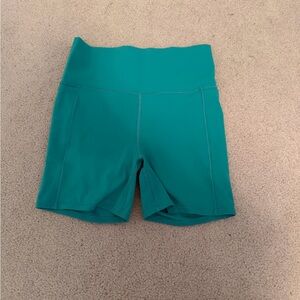 Vuori Teal High-Rise Bike Shorts